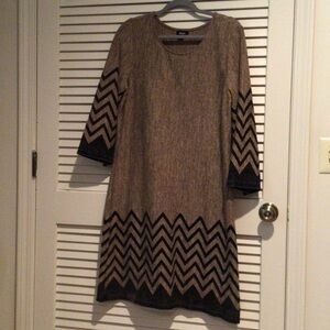 Tacera Long Sleeve Dress with Chevron Design